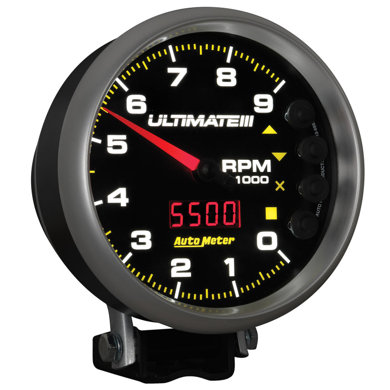 Autometer Ultimate III Wiedergabe-Drehzahlmesser, 5 Zoll, 9000 U/min, Schwarz