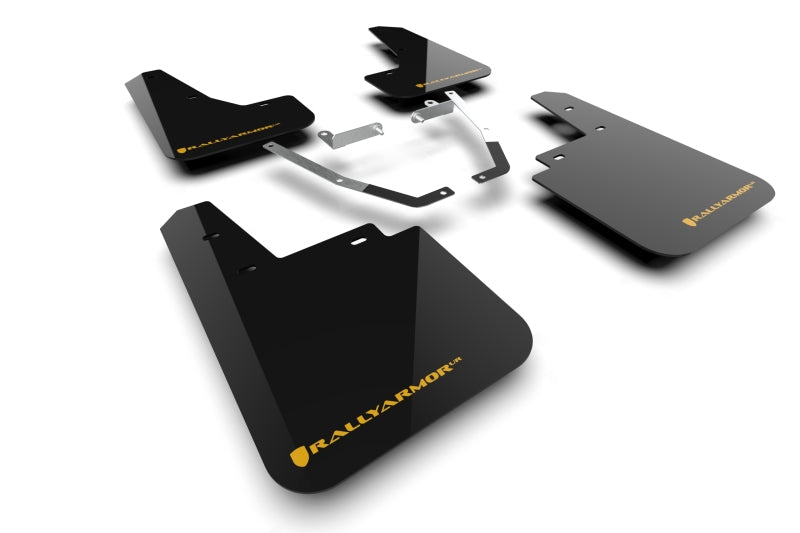 Rally Armor 24–25 Subaru Crosstrek (nur Wilderness) Schwarzer UR-Schmutzfänger mit Wild-Orange-Logo, ohne Bohren