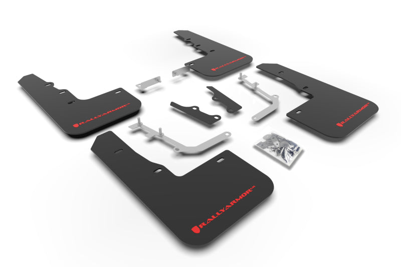 Rally Armor 20-25 Hyundai Venue Schwarzer Schmutzfänger Rotes Logo