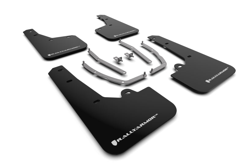 Rally Armor 22–24 Hyundai Tucson, schwarzer UR-Schmutzfänger mit weißem Logo
