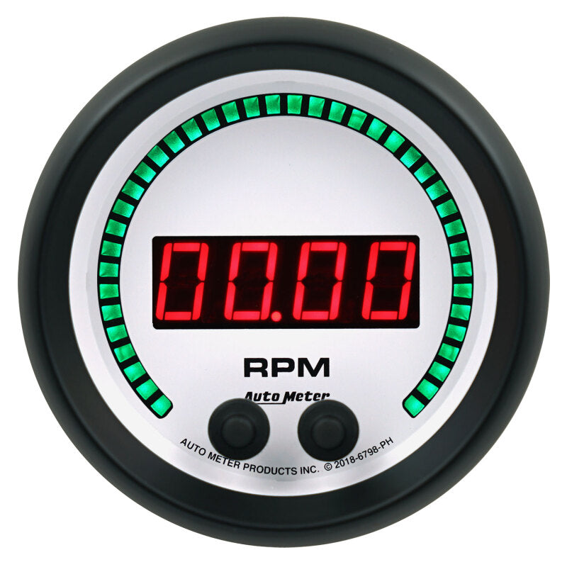 Autometer 85,7 mm weißer Drehzahlmesser, 0–16.000 U/min, Phantom Elite, digitales Messgerät