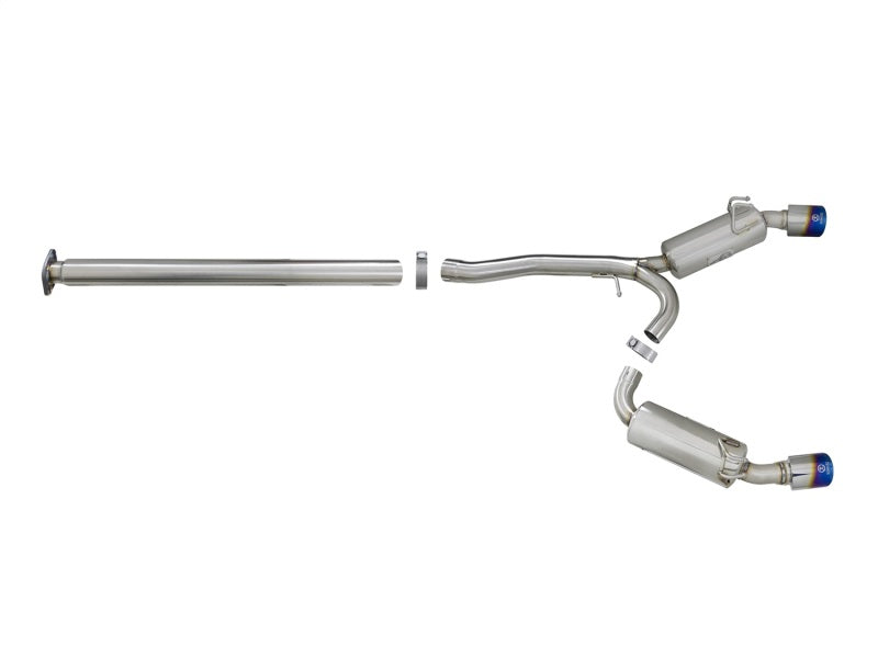 aFe Takeda 3 Zoll bis 2,5 Zoll 304 SS C/B Auspuff 08-15 Mitsubishi EVO I4-2.0L (t) – Blau geflammte Spitzen