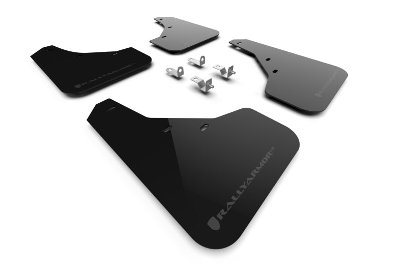 Rally Armor 23–25 Kia Sportage, schwarzer UR-Schmutzfänger mit dunkelgrauem Logo