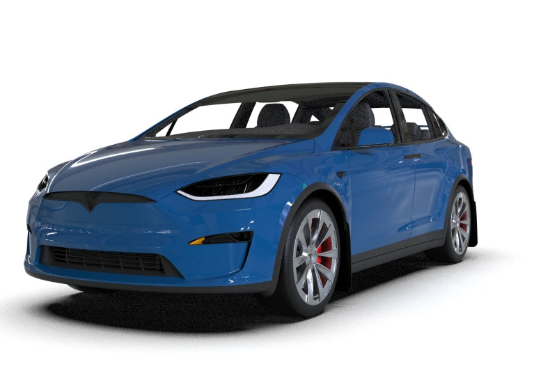 Rally Armor 22-25 Tesla Model X Schwarzer UR-Schmutzfänger - Metallic-Schwarzes Logo