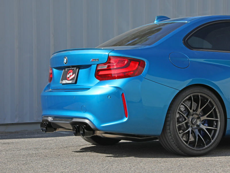 aFe 16–18 BMW M2 L6 – 3,0 l Mach Force-Xp, 3 bis 2,5 Zoll, 304 SS Cat-Back-Auspuffanlage, vier schwarze Spitzen