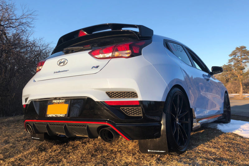 Rally Armor 19-22 Hyundai Veloster N Schwarzer UR-Schmutzfänger mit grauem Logo