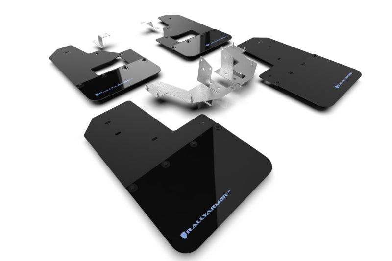 Rally Armor 21-25 Ford Bronco (Plstc Bmpr + RB – NO Rptr/Sprt) Schwarzer Schmutzfänger mit blauem Logo