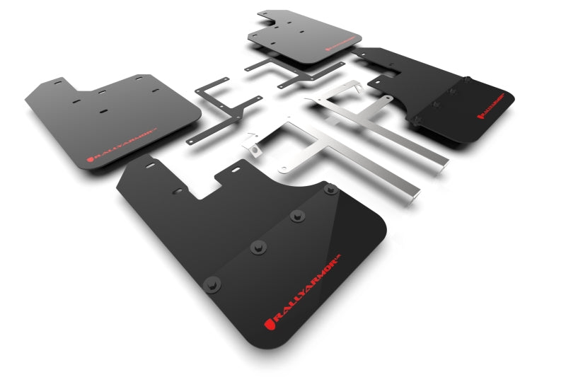 Rally Armor 19–25 Jeep Gladiator JT (inkl. Overland/Sport/Sport S) Schwarzer Schmutzfänger mit rotem Logo