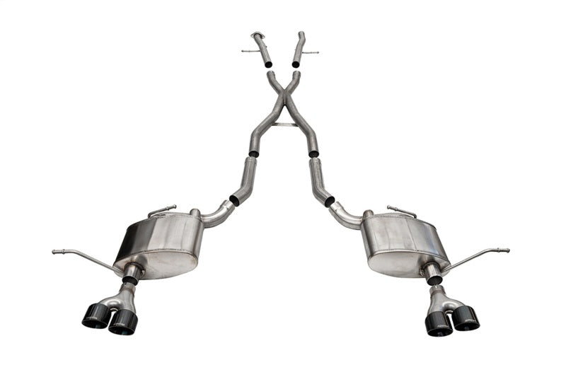 Corsa 2014–2021 Jeep Grand Cherokee Xtreme 2,5 Zoll Cat-Back Doppelausgang hinten mit zwei 4 Zoll schwarzen PVD-Endstücken