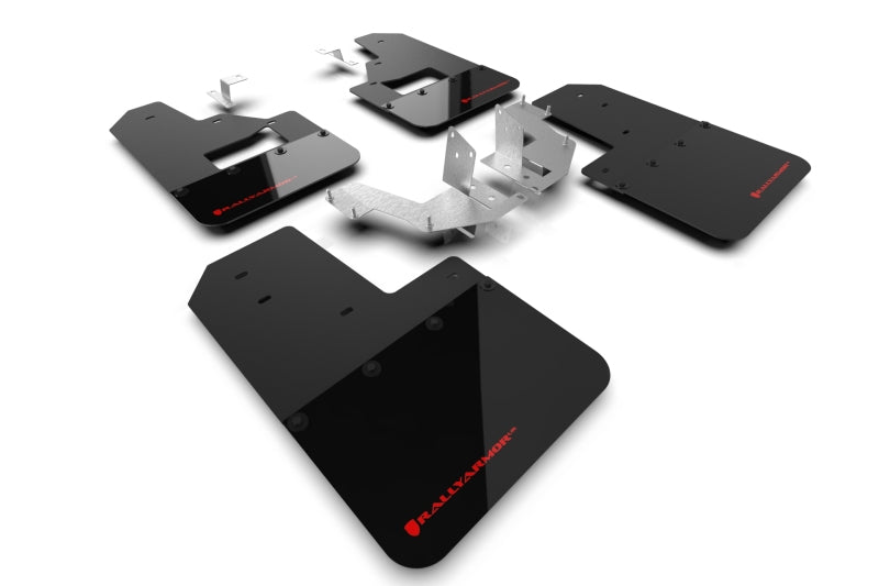 Rally Armor 21-25 Ford Bronco (Plstc Bmpr + RB – NO Rptr/Sprt) Schwarzer Schmutzfänger mit rotem Logo