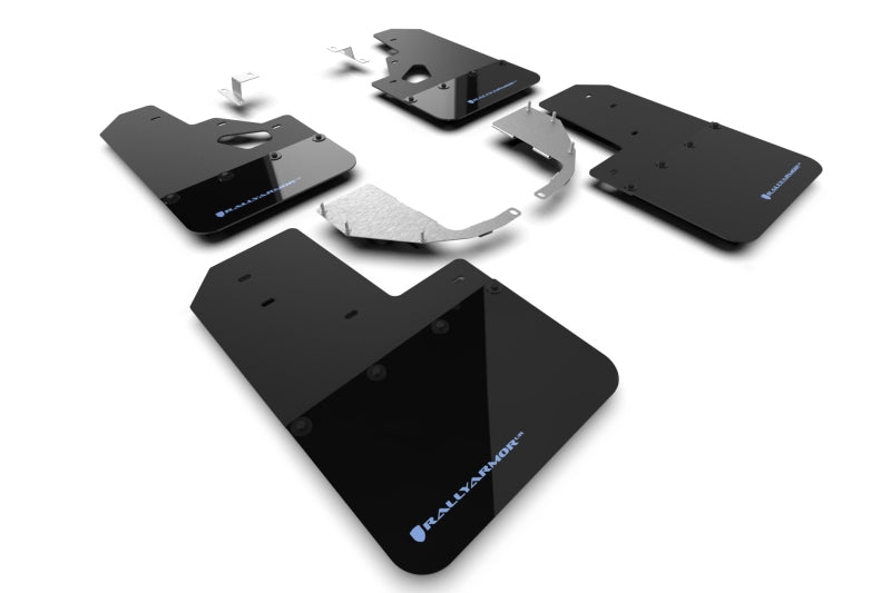 Rally Armor 21-25 Ford Bronco (Stahl Bmpr + RR – KEIN Rptr/Sprt) Schwarzer Schmutzfänger mit blauem Logo