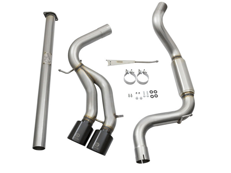 aFe Takeda 3 Zoll SS-Auspuff Cat-Back 13–16 Ford Focus ST 2,0 l, schwarze Spitzen