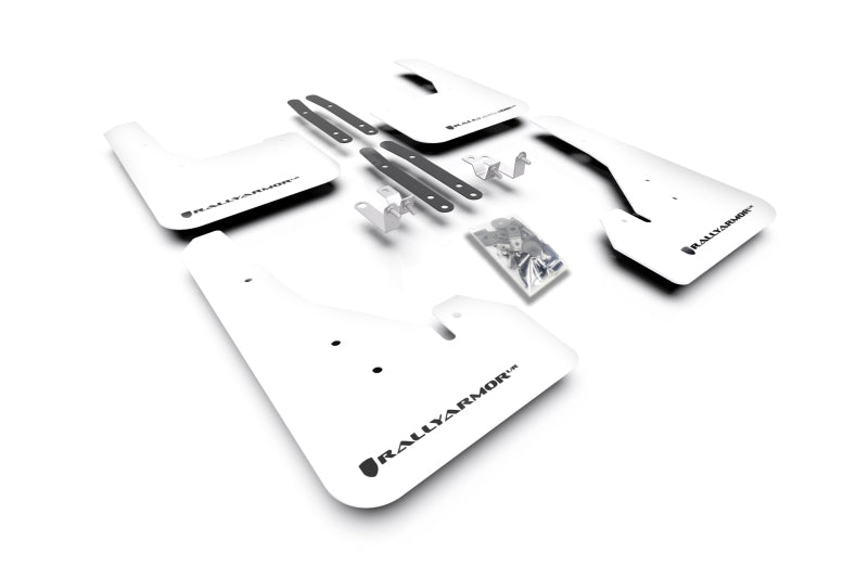 Rally Armor 18-25 Toyota Corolla Fließheck, weißer UR-Schmutzfänger, schwarzes Logo