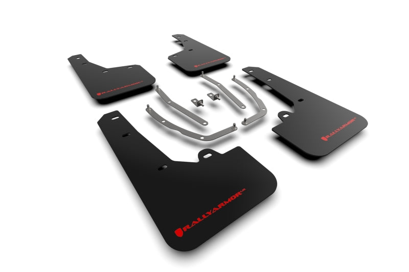 Rally Armor 22–24 Hyundai Tucson, schwarzer UR-Schmutzfänger mit rotem Logo