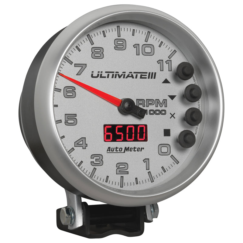 Autometer Ultimate III Wiedergabe-Drehzahlmesser, 12,7 cm, 11.000 U/min, Silber