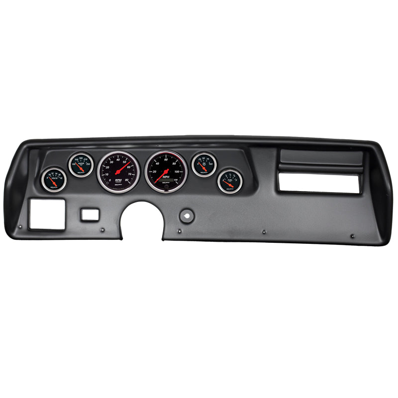 Autometer Designer Black 70-72 Chevelle SS/El Camino Armaturenbrett-Kit, 6-teilig, Drehzahlmesser/MPH/Kraftstoff/Öl/WTMP/Volt