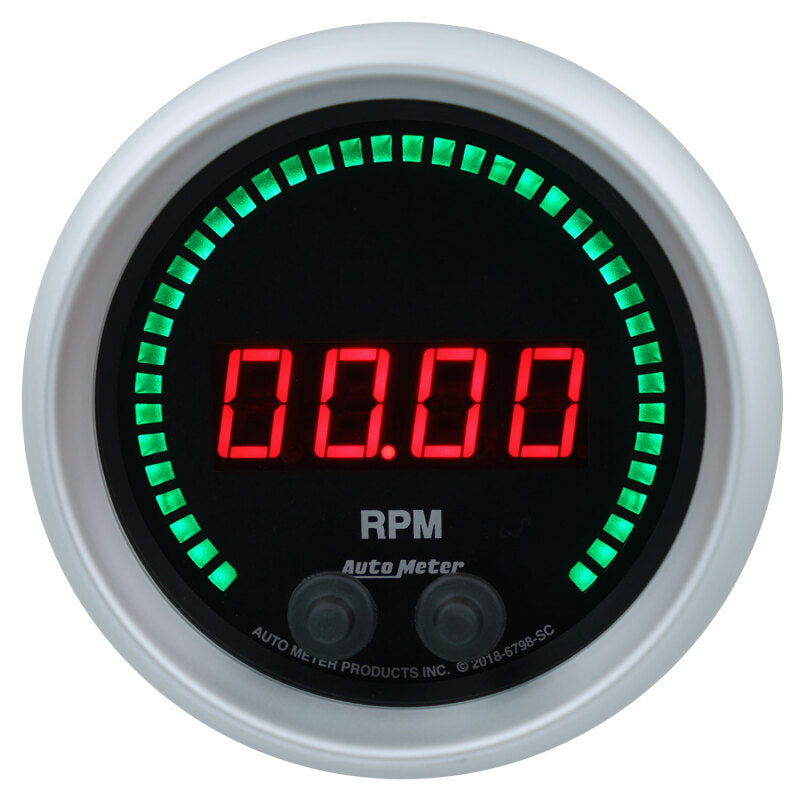 Autometer 85,7 mm Schwarz 0-16K U/min Drehzahlmesser Sport-Comp Elite Digitalanzeige