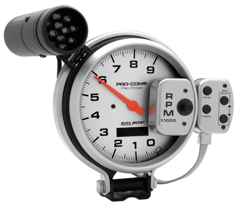 Autometer Ultra-Lite 127 mm Drehzahlmesser 0–9000 U/min Pro-Stock-Sockel mit Super Lite und Peak Mem
