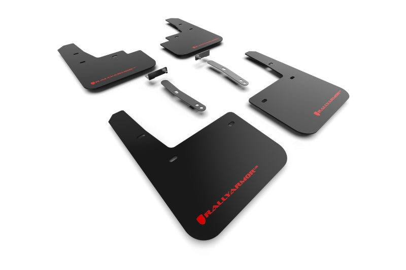 Rally Armor 22–23 Hyundai Kona N Schwarzer UR-Schmutzfänger mit rotem Logo