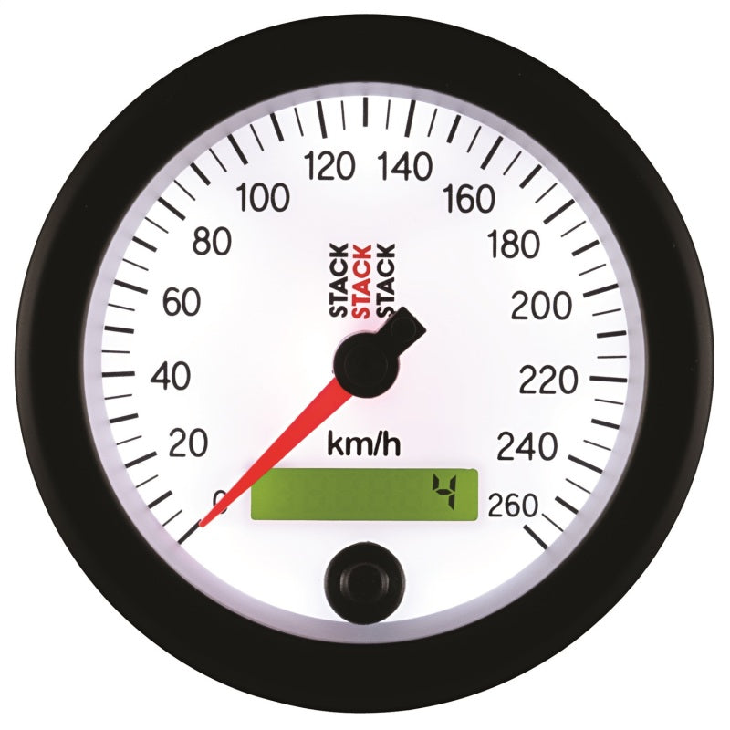 Autometer Stack Instruments 88MM 0-260 KM/H Programmierbarer Tachometer - Weiß
