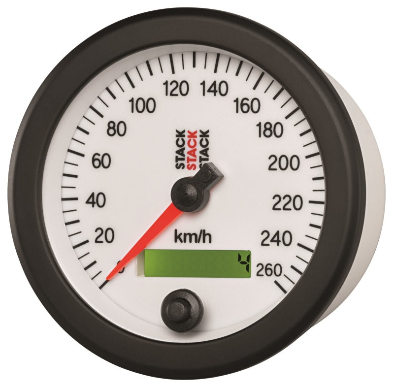Autometer Stack Instruments 88MM 0-260 KM/H Programmierbarer Tachometer - Weiß