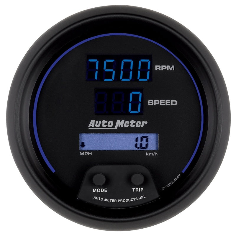 Autometer 85,7 mm schwarz digital 8000 U/min/160 mph oder 260 km/h elektrische Drehzahlmesser/Tachometer-Kombination