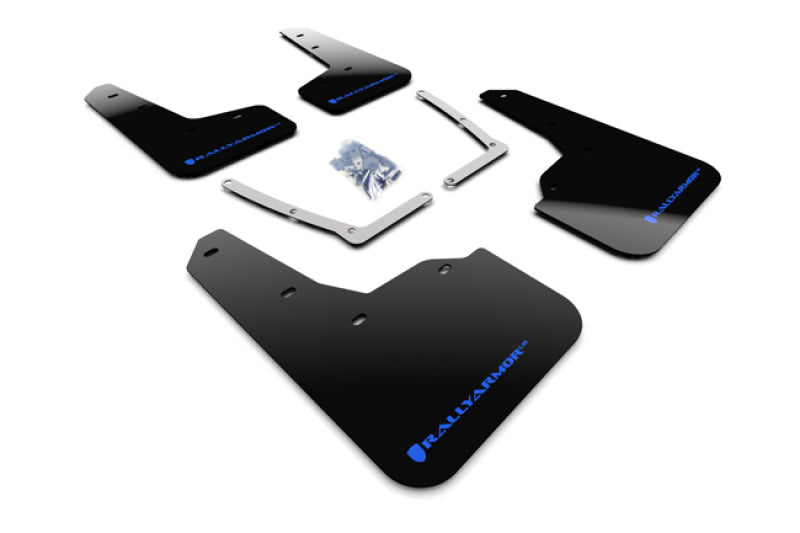 Rally Armor 16-21 Honda Civic Si Schwarzer UR-Schmutzfänger mit blauem Logo