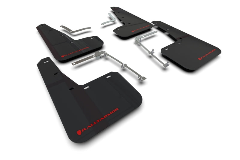 Rally Armor 20-25 Toyota GR Yaris Schwarzer Schmutzfänger mit rotem Logo