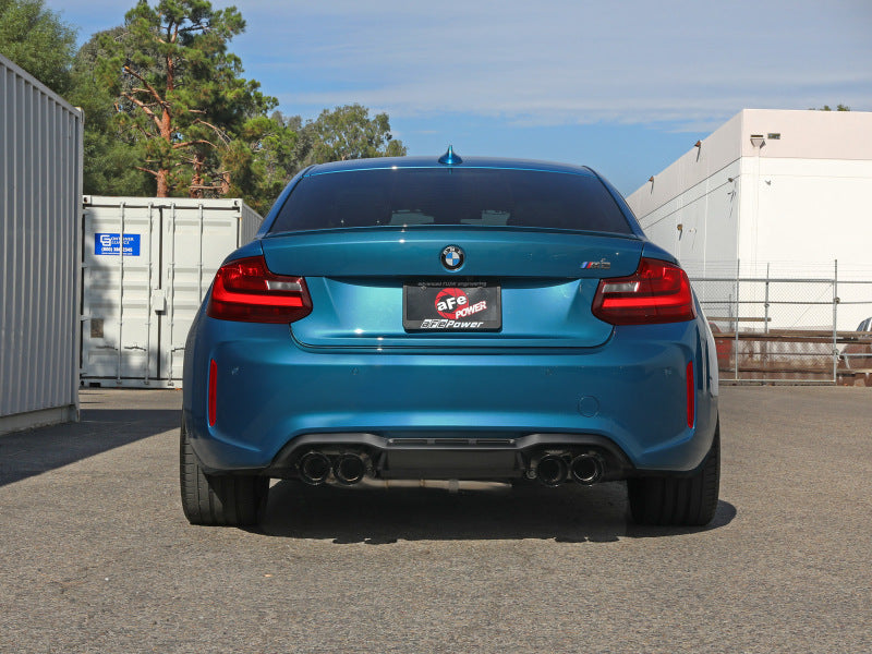 aFe 16–18 BMW M2 L6 – 3,0 l Mach Force-Xp, 3 bis 2,5 Zoll, 304 SS Cat-Back-Auspuffanlage, vier schwarze Spitzen