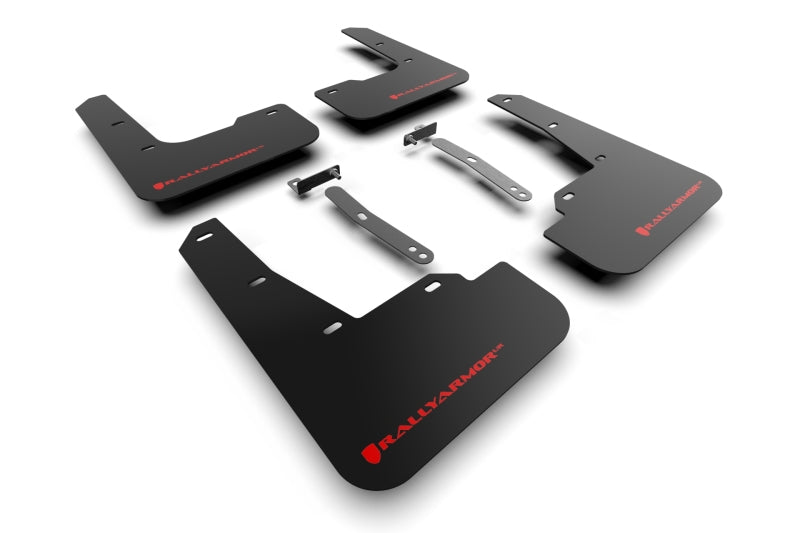 Rally Armor 22–23 Hyundai Elantra N & N Line Schwarzer UR-Schmutzfänger mit rotem Logo