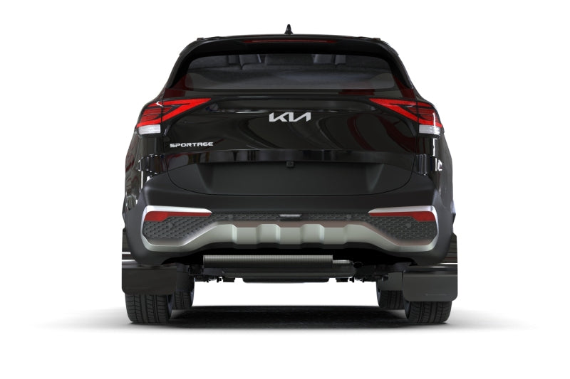 Rally Armor 23–25 Kia Sportage, schwarzer UR-Schmutzfänger mit metallisch schwarzem Logo