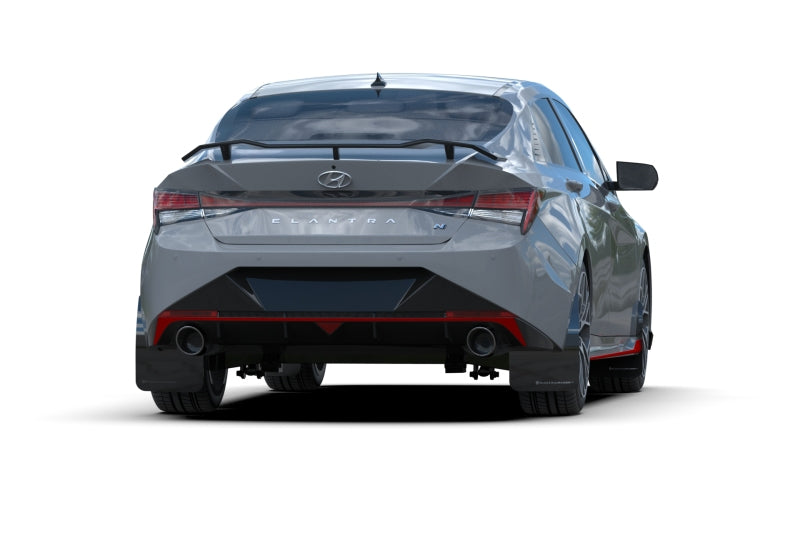 Rally Armor 22–23 Hyundai Elantra N & N Line Schwarzer UR-Schmutzfänger mit hellblauem Logo