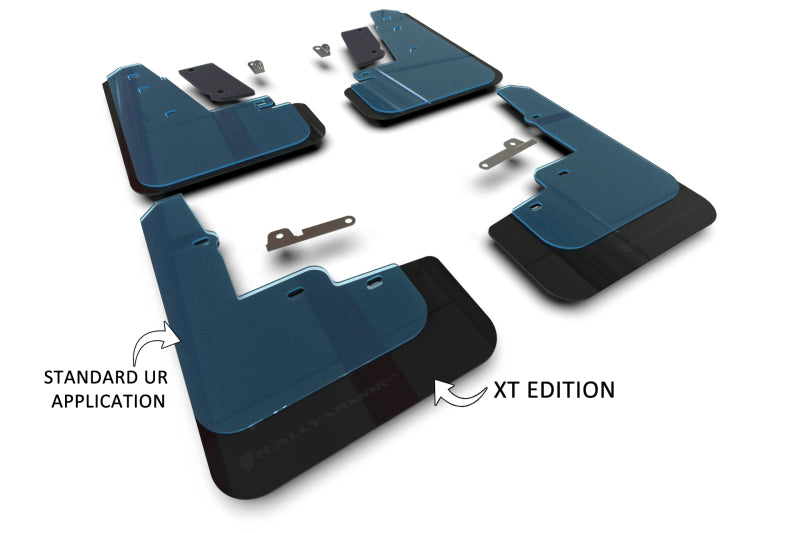 Rally Armor 2021–25 Ford Mach-E Rally Edition Schwarz UR Schmutzfänger Metallic Schwarzes Logo