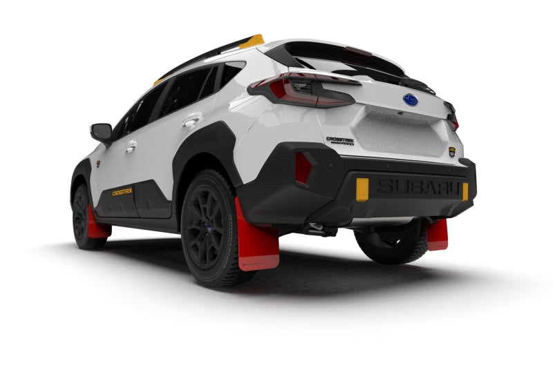 Rally Armor 24–25 Subaru Crosstrek (nur Wilderness) Roter UR-Schmutzfänger mit weißem Logo – kein Bohren erforderlich