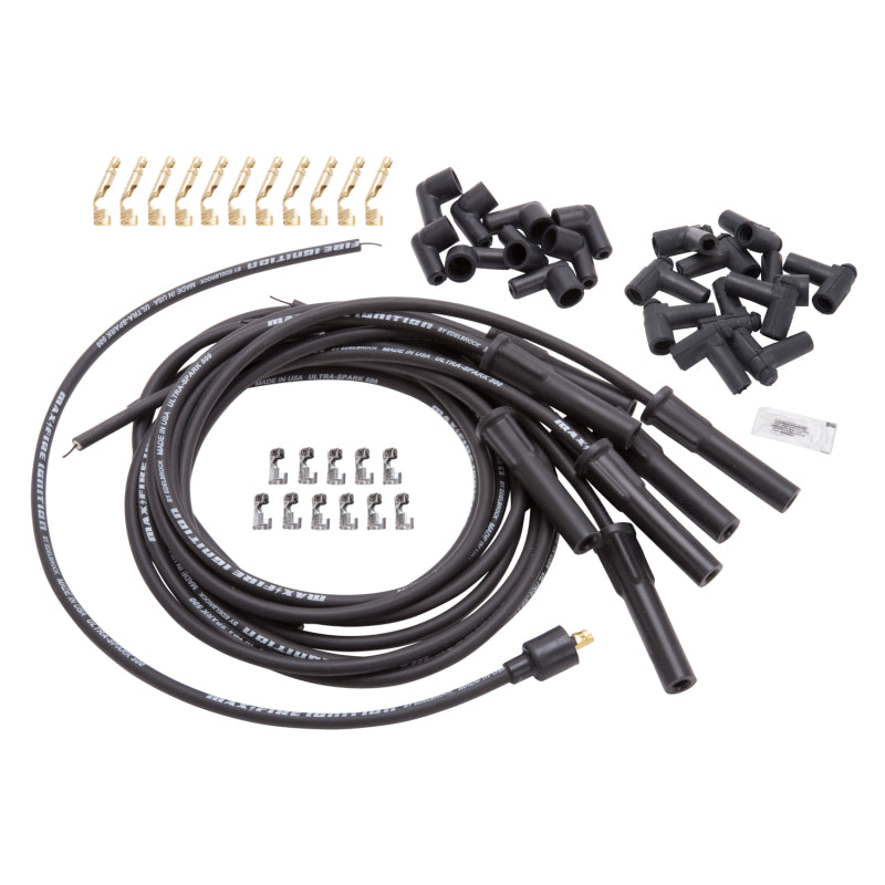 Edelbrock Zündkabelsatz, Universal-Flex-Stecker, 500 Ohm Widerstand, 8 65 mm, schwarzes Kabel (9er-Set)