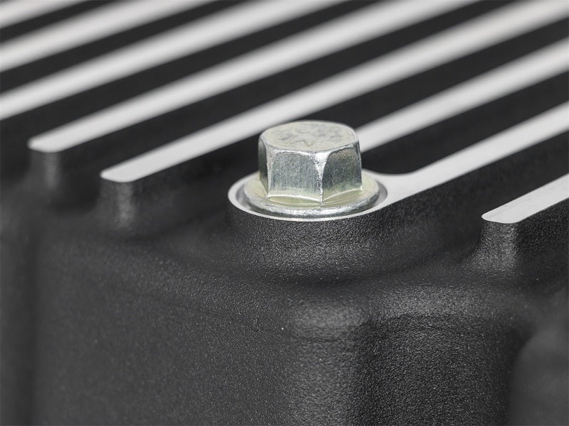 AFE Pro Series Motorölwanne, schwarz, mit bearbeiteten Lamellen; 11–16 Ford Powerstroke V8-6,7 l (td)