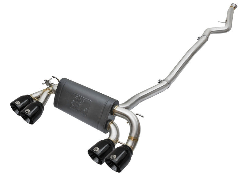 aFe 16–18 BMW M2 L6 – 3,0 l Mach Force-Xp, 3 bis 2,5 Zoll, 304 SS Cat-Back-Auspuffanlage, vier schwarze Spitzen