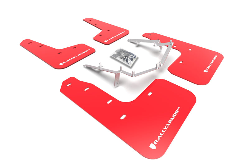 Rally Armor 17-21 Honda Civic EX/EX-L/LX (Schrägheck) Roter UR-Schmutzfänger Weißes Logo