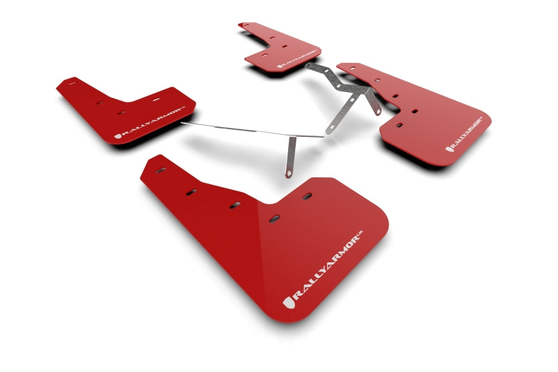 Rally Armor 22–25 Honda Civic/Civic Si/Sport, roter UR-Schmutzfänger mit weißem Logo