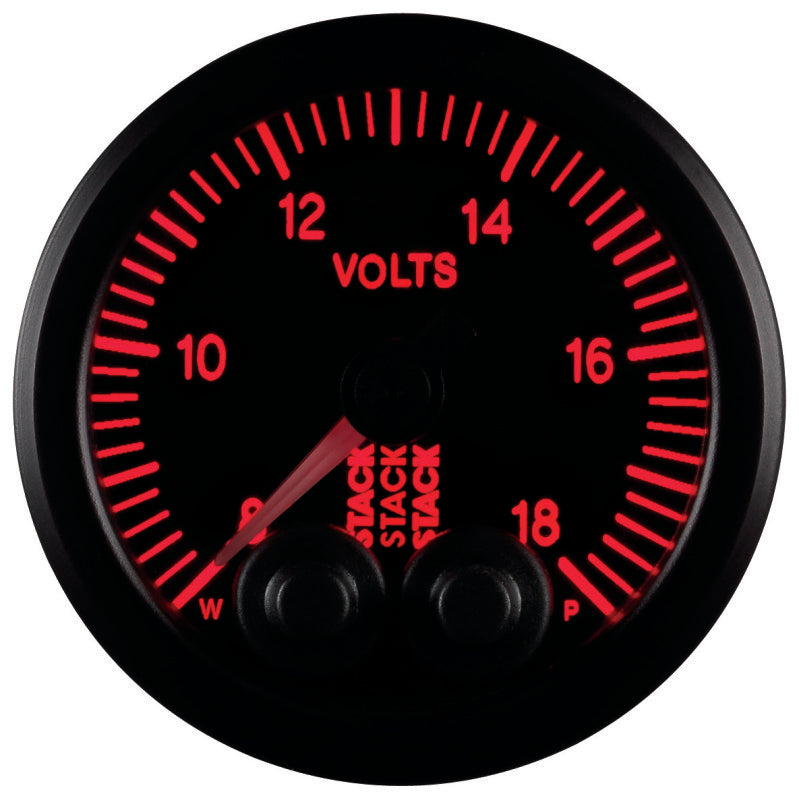 Autometer Stack 52mm 8-18V Pro-Control Battery Voltage Gauge -Black