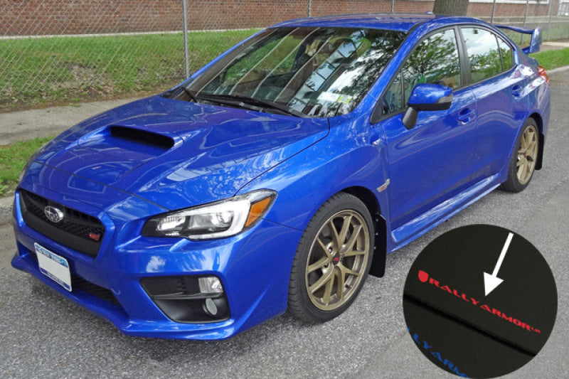 Rally Armor 15-21 Subaru WRX/STI Schwarzer UR-Schmutzfänger mit hellblauem Logo