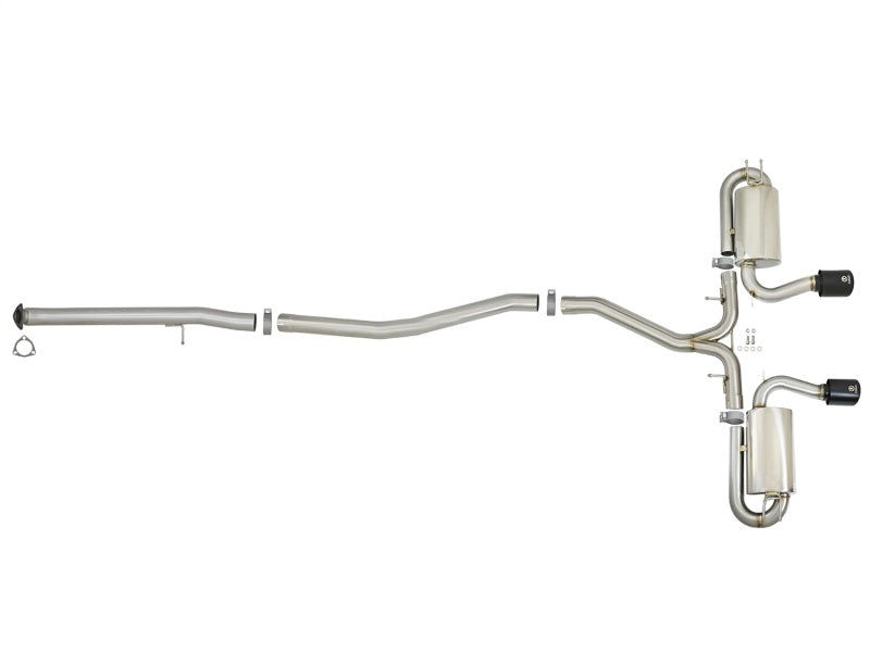 aFe Takeda 3 Zoll 304 SS Cat-Back-Auspuff mit zwei schwarzen Mittelspitzen, 17+ Honda Civic Si (2-türig) I4 1,5 l