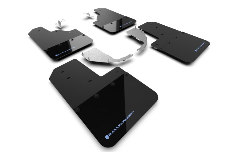 Rally Armor 21-25 Ford Bronco (Stahl-Bmpr – kein Rptr/Sprt – kein RR/RB) Schwarzer Schmutzfänger mit blauem Logo