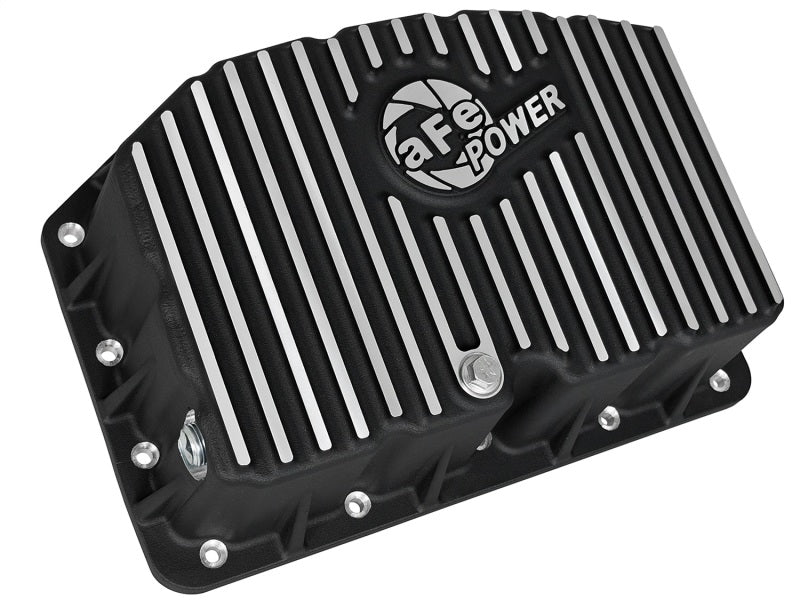 AFE Pro Series Motorölwanne, schwarz, mit bearbeiteten Lamellen; 11–16 Ford Powerstroke V8-6,7 l (td)