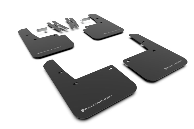 Rally Armor 18-23 Hyundai Kona Schwarzer UR Schmutzfänger Silbernes Logo