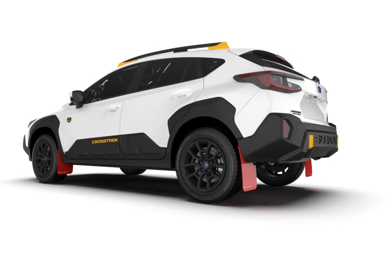 Rally Armor 24–25 Subaru Crosstrek (nur Wilderness) Roter UR-Schmutzfänger mit weißem Logo – kein Bohren erforderlich