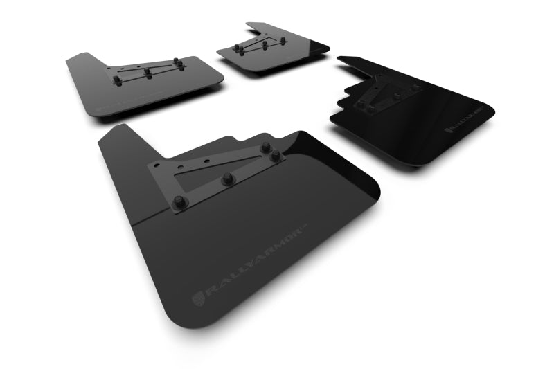 Rally Armor 21-25 Ford F-150 (außer Raptor) Schwarzer UR-Schmutzfänger mit metallisch schwarzem Logo