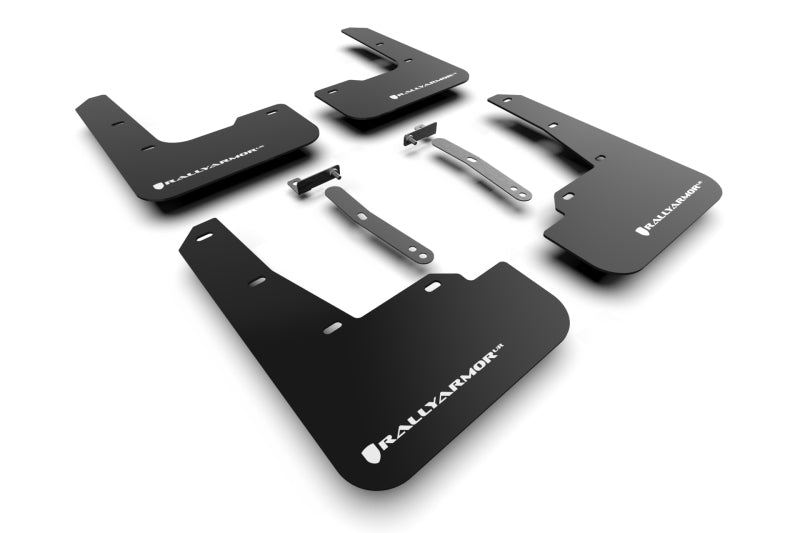 Rally Armor 22–23 Hyundai Elantra N & N Line Schwarzer UR-Schmutzfänger mit weißem Logo