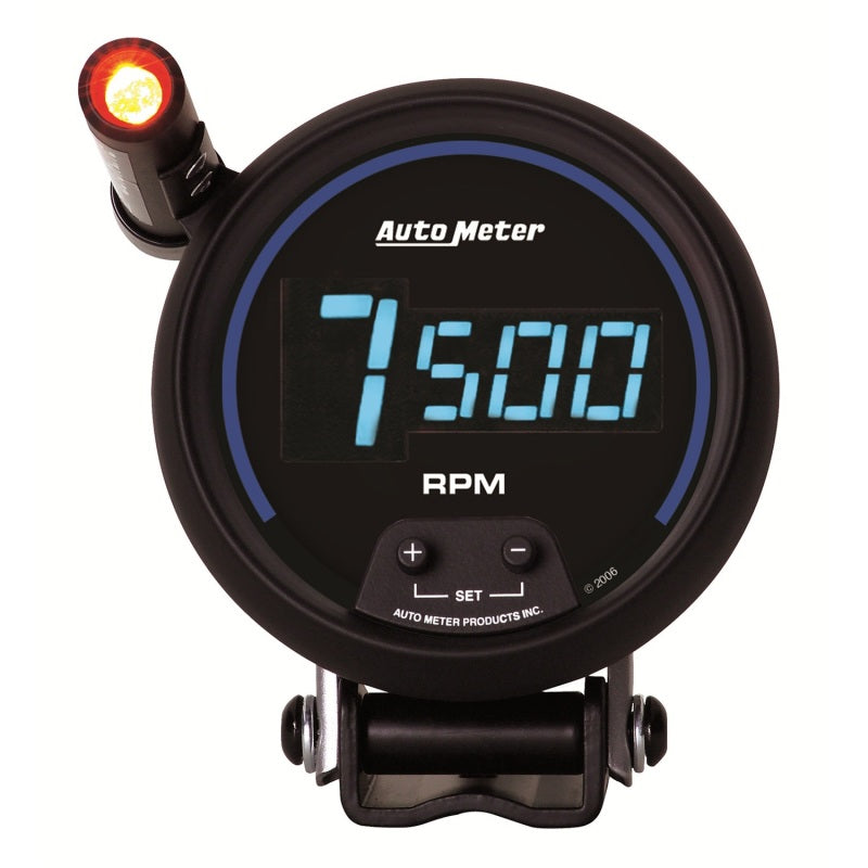 AutoMeter Drehzahlmesser, 3-3/4 Zoll, 10.000 U/min, Sockel mit Quick-Lite, digital, schwarz, mit blauer LED