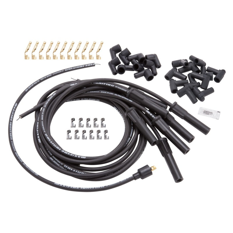 Edelbrock Zündkabelsatz, Universal-Flex-Stecker, 500 Ohm Widerstand, 8 65 mm, schwarzes Kabel (9er-Set)